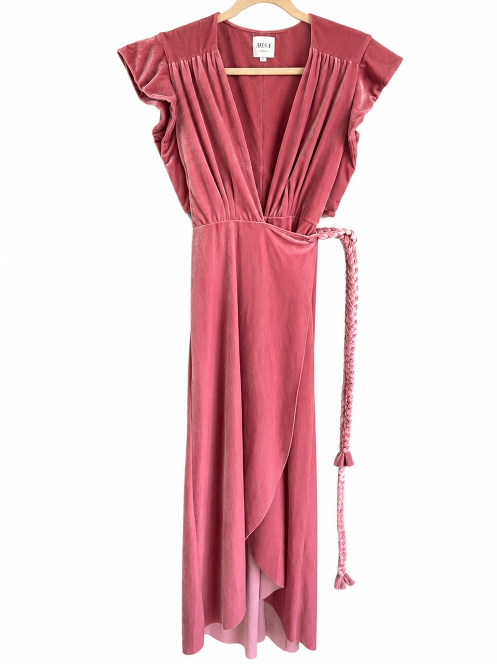 Misa LA Carolina Velvet Wrap Midi Dress Cocktail Wedding revolve glam chic - Picture 2 of 6